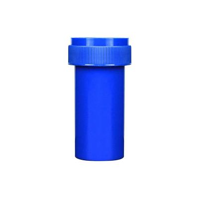 China Blue Medicine 30dr Pill Bottle Medicine Container Vial Cap Child Safety Reversible Plastic Dual Function Cap for sale