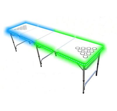 China Factory Direct Easy Carry Folding Table Beer Pong 8 Feet Portable Folding Beer Pong Table With LED Light for sale