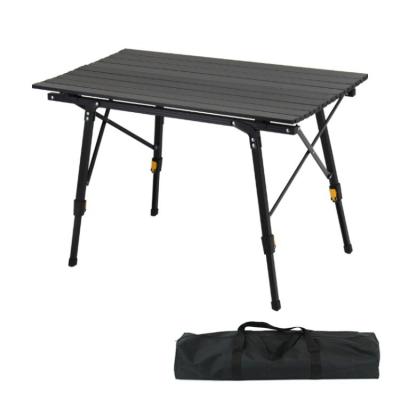 China Modern Height Adjustable Legs Aluminum Alloy Folding Camping Outdoor Picnic Table Roll Up Table Top for sale