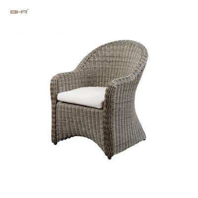 China BHR Modern Outdoor Garden Furniture PE Rattan Dining Chair Rattan Wicker Armchair With 6cm Cushion for sale