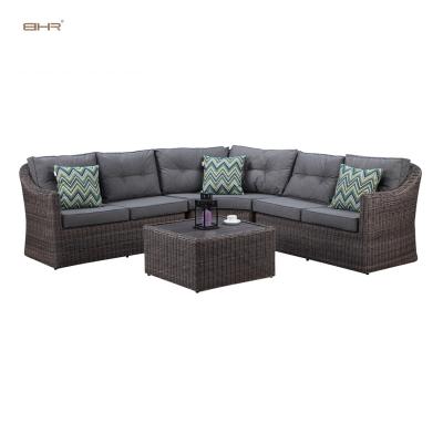 China Cheap Modern Leisure Round Wicker 5.0 Furniture Cafe Sofa Plastic Rattan Outdoor Furniture Garden Set Modern for sale