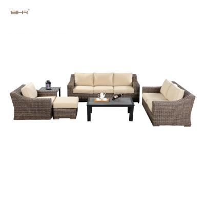 China Modern Popular Patio Sectional Sofa Set Garden Backyard Outdoor Aluminum Rattan Furniture for sale