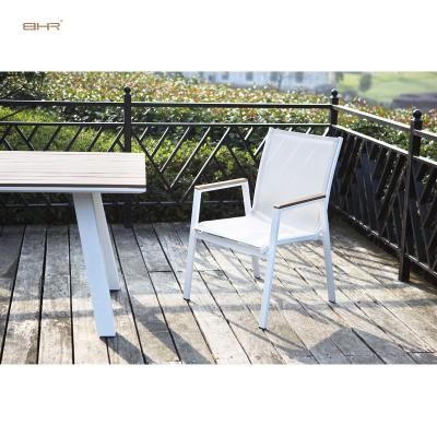 China Factory Price Modern High Quality Multi Purpose Wooden Arm Garden Aluminum Frame Dining Chair for sale