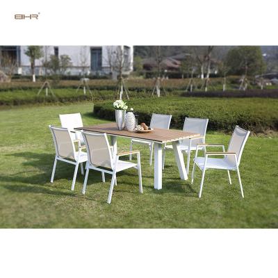 China 2021 Modern Design Cheap Durable Aluminum Dining Table Furniture Outdoor Green Environmental for sale