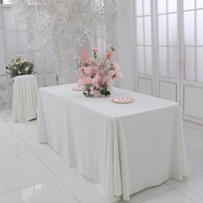 China Custom Size Velvet Wedding Anniversary Rectangle White Tablecloth Durable for sale