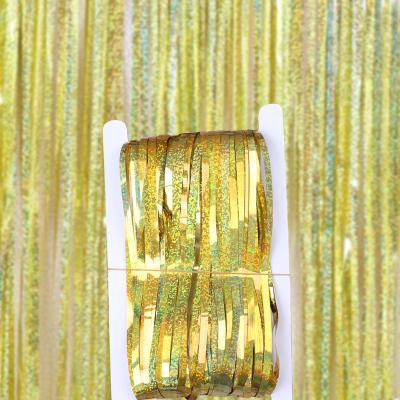 China 1mx3m Aluminum Metallic Curtain Tinsel String Foil Fringe Curtain Reusable Shiny Party Decoration Shimmer for sale