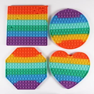 China Relieve Stress O88 30*30cm Large Rainbow Square Heart Push Bubble Round Sensory Relieve Stress Anxiety Children Adult Tall Person Restless for sale