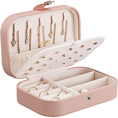 China Jewelry Storge Box E457 Women GirlJewelry Box Packaging PU Leather Portable Organizer Display Storage Holder Case Jewelry Travel Box Double Layers for sale