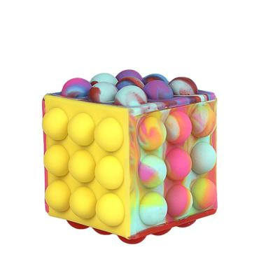 China Funny Toy AA231 Square Squeeze Infinity Cube Educational Toys Stress Worry Relief Mini Sensory Toys Push Bubble 3D Silicone Gradient Cuddly Cube for sale