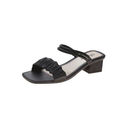 China PVC Mid Heel Modern Women Sandal Customized Size 36-40 Anti-Slip Logo Comfortable High Quality Material for sale