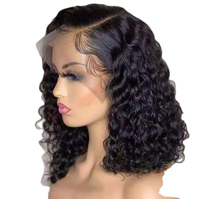 China Water Wave Short Bob Curly Hair 13*4 Lace Front Human Hair Wigs For Black Women Deep Curly Brazilian Cuticle Aligned Hair Wigs, for sale