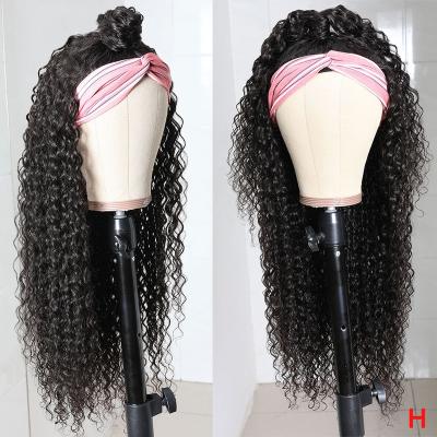 China Brazilian Curly Wig 150 Density Half Headband Hair Natural Black Curly Machine Made Wig Curly Headband For Black Women for sale