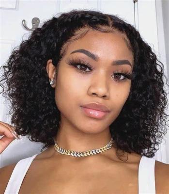 China Brazilian Deep Wave Natural Hairline Brazilian Deep Wave Curly Hair Lead Lace Front Wig Remy Short Lace Front Wig With Baby Hair for sale