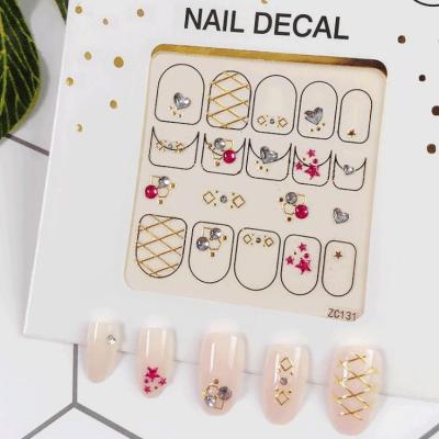 China Fashionable Nail Art Adhesive Stickers Wholesale 3D Flower Gold Stamping Crystal Rhinestone Decals DIY for sale