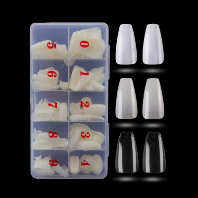 China Design Coffin Fake Nails Natural Artificial Ballerina Fake Nail 600PCS Full Cover Acrylic Tips Nails 10 Sizes for sale