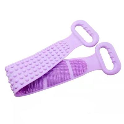 China Long Handle Silicone Double Side Back Belt Body Scrubber Bath Sweep Cleaning Tools Massage Brush for sale