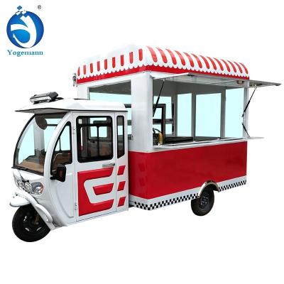 China Snack factory hot sale mobile food tricycle with three wheel electric food cart for sale