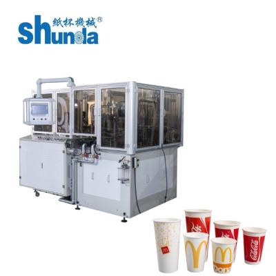 China Hocheffiziente Ein- und Doppel-PE/PLA beschichtete Papierbechermachmaschine 4,8 kW zu verkaufen