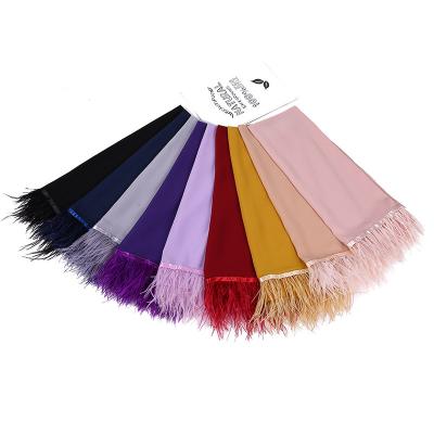 China Newest Fashion Ostrich Feather Chiffon Women's Simple Bubble Chiffon Shawl Scarves Hijab Trendy for sale