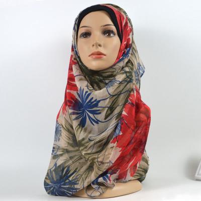 China Nice Fashion Scarf Colorful Floral Printed Viscous Women Flower Muslim Hijab Shawl for sale