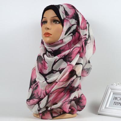 China Fashion Interesting Floral Lurex Floral Scarf Hijab Shawl Muslim Women Fringed Unedged Headband Wrap for sale