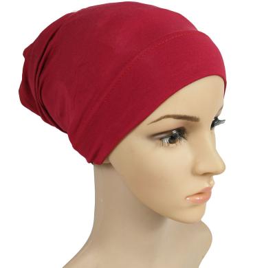 China Best Selling Fashion Simple Style Solid Color Mercerized Cotton Hijab Muslim Inner Tube Modal Underscarf Hood Hat for sale