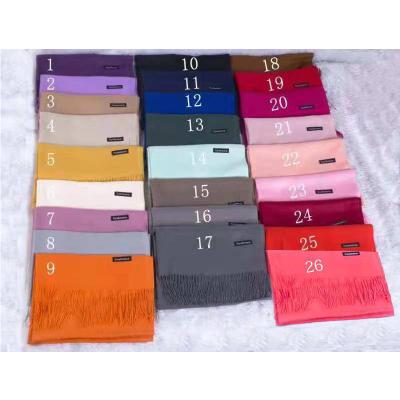 China 250g Women's Classic Winter Elegant Solid Color Cashmere Scarf With Tassel Gently Warm Thicker Shawls for sale