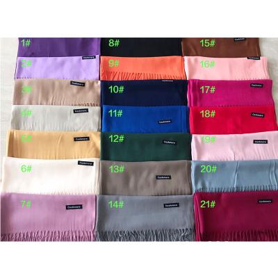 China Elegant 230g Women's Plain Color Cashmere Scarf With Tassel Winter Soft Warm Thicker Shawls for sale