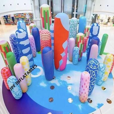 China 2021 PVC air sealed colorful inflatable pillar tube for shopping mall, inflatable standing rocker for indoor outddor event for sale