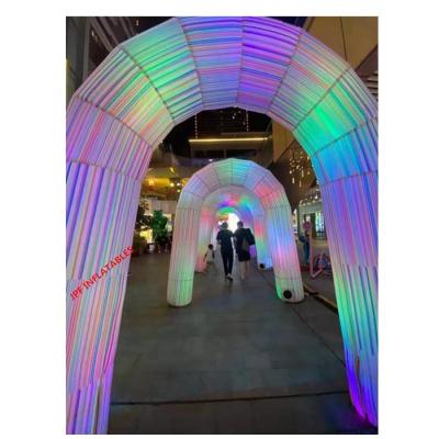 China 2021 Oxford cloth fully digital printed outdoor mall inflatable park tunnel arch with LED, colorful arches for sale for sale