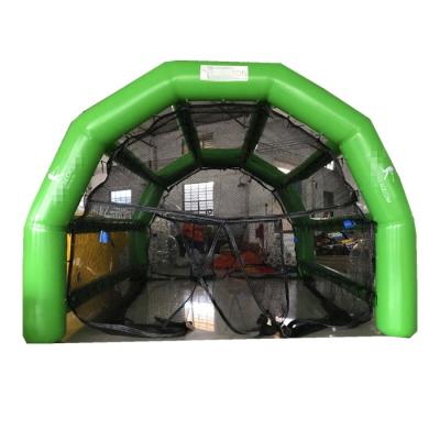 China Popular 2021 PVC Tarpaulin 0.6mm PVC Tarpaulin Inflatable Batting Cage Inflatable Speed ​​Cage With Net for sale