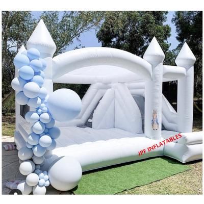 China 2021 Most Popular Inflatable House Wedding PVC Bouncy Castle With Combo Slide Inflatable All White Bounce House For Sale for sale