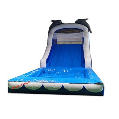 China White And Blue PVC Crash Inflatable Water Slide With Pool For Sale for sale