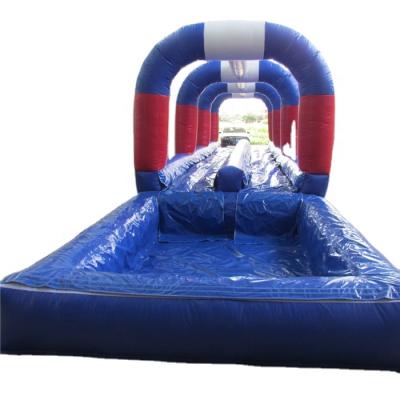 China 2021 PVC Blue Color Double Lanes Inflatable Water Slide n Slide Park Equipment For Sale for sale