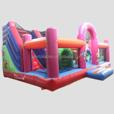 China PVC Tarpaulin 0.55mm Clown Theme Amusement Park Inflatable Playground Amusement City With Slide For Kids for sale