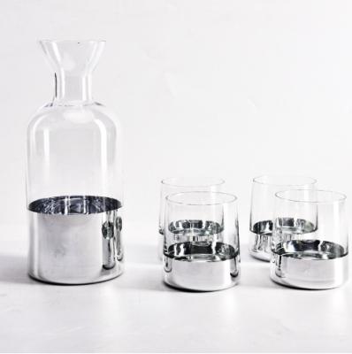 China Minimalist Electroplated Silver Cold Water Pot Glass Fashionable Boiling Water Straight Body Pot Cup Set for sale