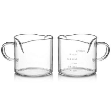 China With Scale Tray 100ml glass measuring cup handle, glass cup pot with double mouth and scale, suitable for household use for sale