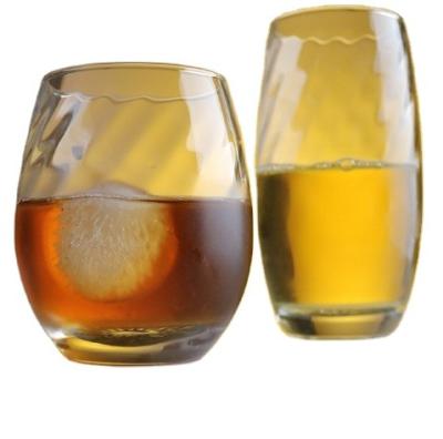 China Modern Beverage glass striped spiral whiskey glass egg shaped milk juice glass for sale