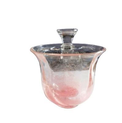 China Stocked New Pink Cover Bowl Tea Cup Glass Tea Bowl Household Crystal Tea Set for sale