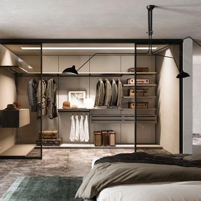 China (Size) 2020 adjustable new design wardrobe fabric closet for bedroom with glass door and drawers for sale