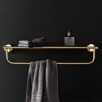 China Corrosion Resistance Bathroom Accessories Gold Stainless Steel Towel Rack Brass Double Towel Rack for sale