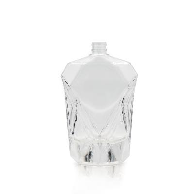 China Brandy Transparent Empty Spirits Vodka Whiskey Beverage Design Glass Bottles for sale