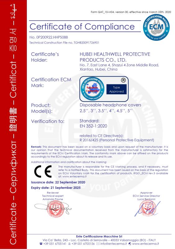 CE - Hubei Healthwell Protective Products Co., Ltd.