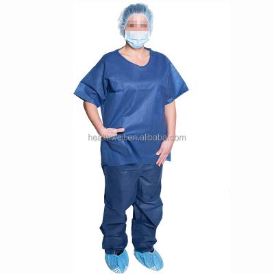 China Hospital Disposable 100% Polypropylene Scrub Pants And Shirts Suit Set for sale