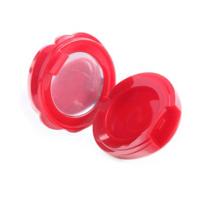 China Flower Shape Cosmetic Red Lip Balm Container With Mirror Facebook Hot Design Mini Lip Balm Case Popular for sale