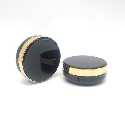 China MOQ Recyclable Private Label Air Cushion Box Black Gold Rim BB Cream Small Compact Case With Mirror for sale