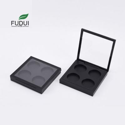 China FUDUI FD2057B Recyclable Transparent Empty 4 Colors Eyeshadow Cases Black 4 Eyeshadow Box Window Grids / Spaces With Aluminum Disc for sale