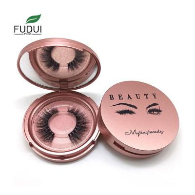 China FUDUI Recyclable JMH01 Round Matte Rose Gold False Eyelash Storage Empty Plastic Box Custom Logo for sale