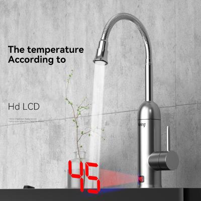 China Hotel Best Price Instant 3S Heating Under Water Inlet 3000W Led Digital Display 304 Stainless Steel Kitchen Faucet for sale