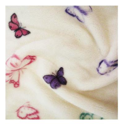 China OEM Double Side Antistatic Butterfly Pattern Printed Coral Fleece Fabric For Baby Blanket for sale